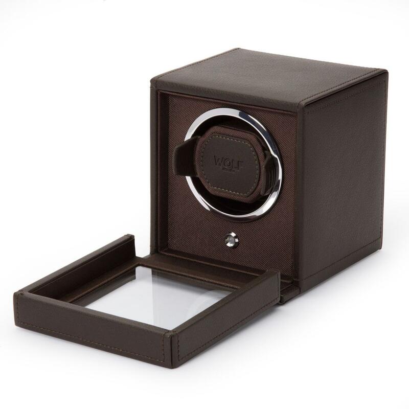 -WOLF Cub Single Watch Winder with Cover Brown 461106-461106_2