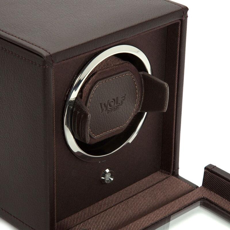 -WOLF Cub Single Watch Winder with Cover Brown 461106-461106_2