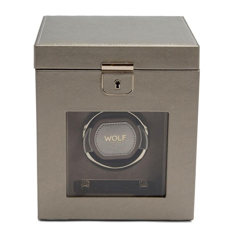 -WOLF Palermo Single Watch Winder with Jewellery Storage Pewter 213778-213778_2