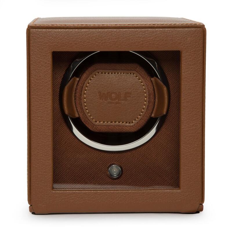 -WOLF Cub Single Watch Winder with Cover Cognac 461127-461127_2