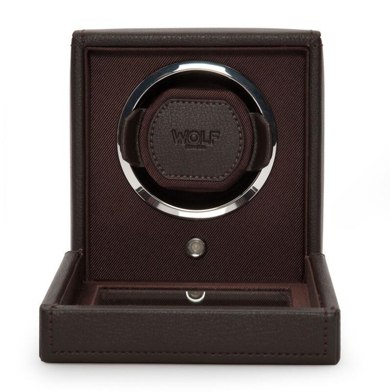 -WOLF Cub Single Watch Winder with Cover Brown 461106-461106_2