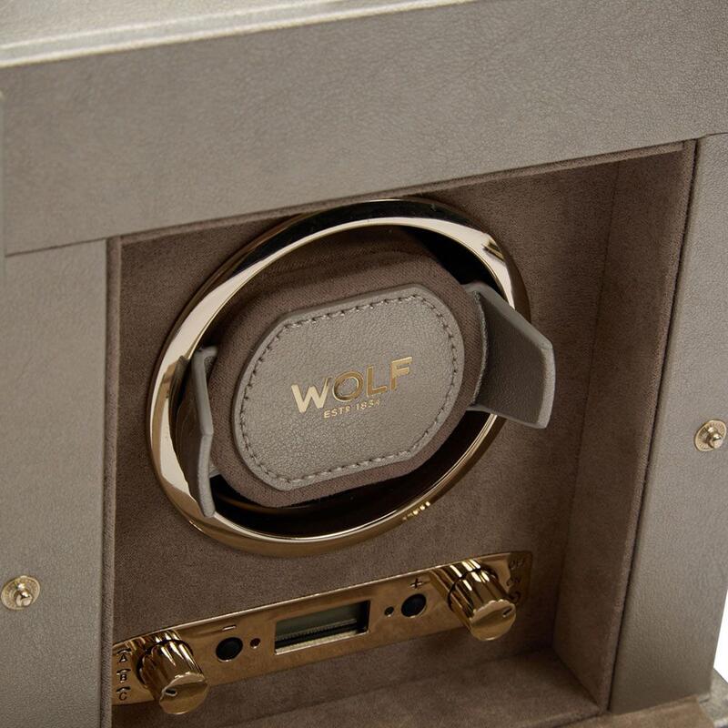 -WOLF Palermo Single Watch Winder with Jewellery Storage Pewter 213778-213778_2