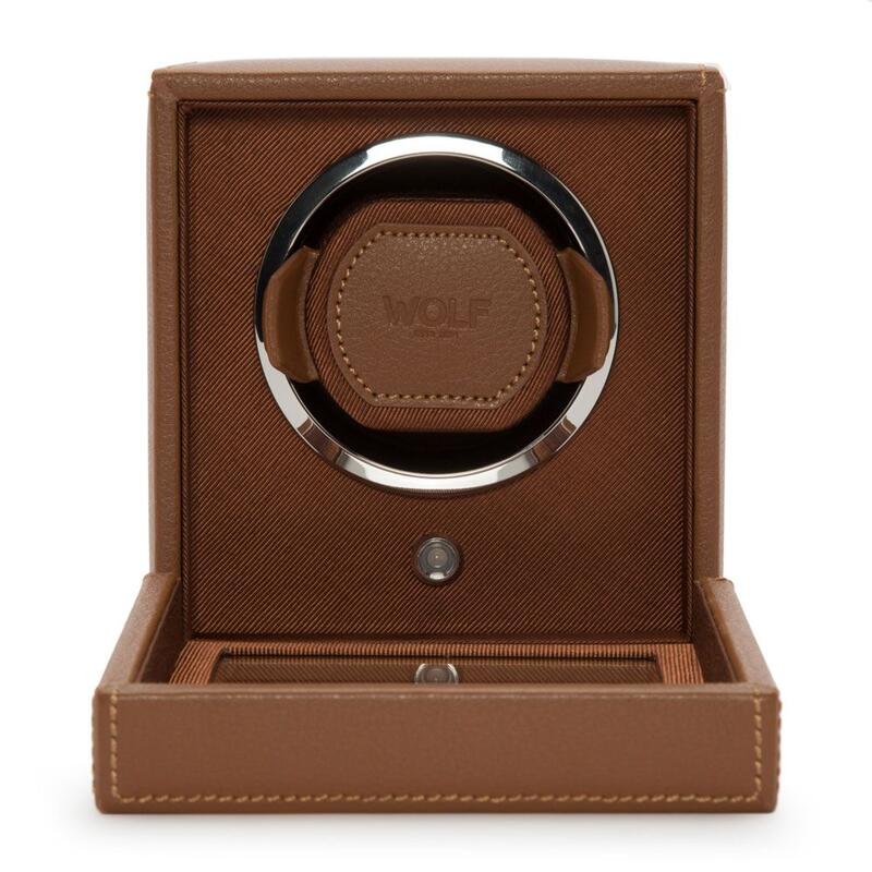 -WOLF Cub Single Watch Winder with Cover Cognac 461127-461127_2