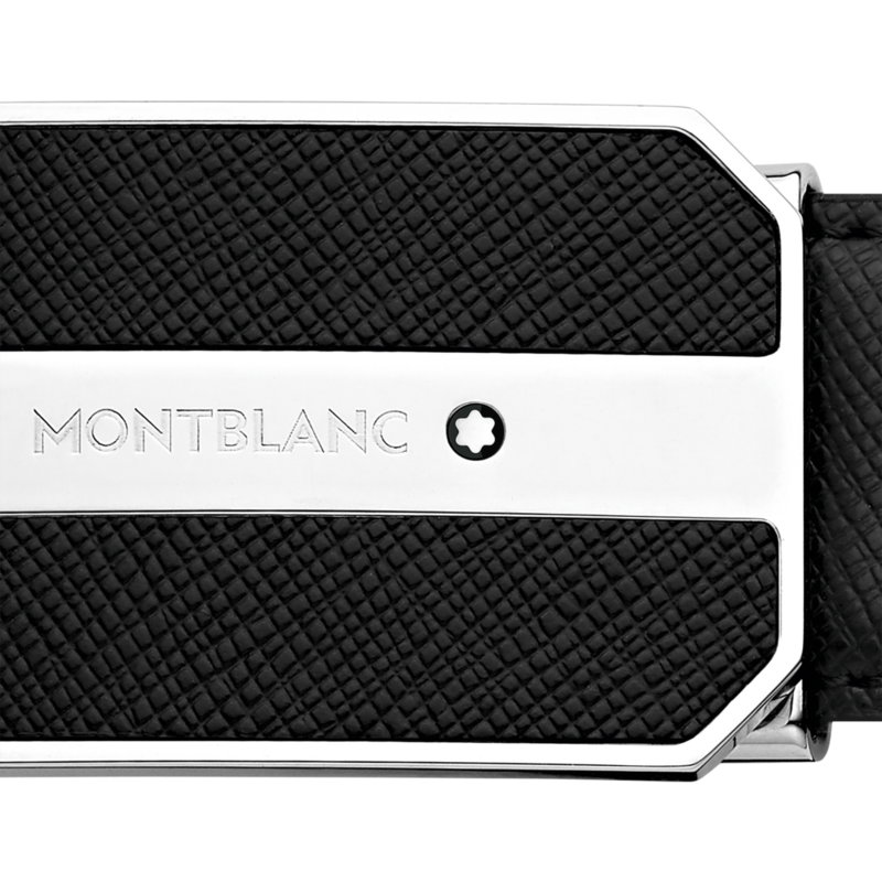 Montblanc-Montblanc belt Octagonal Saffiano Leather & Shiny Palladium-Coated Plate Buckle Belt 123893-123893_2